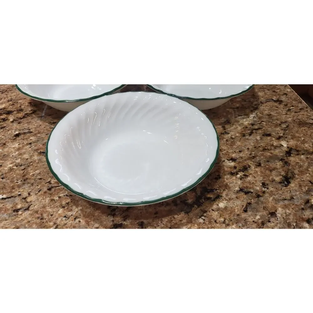 Set of 5: Corelle Callaway Ivy Soup Salad Bowls White Green Rim